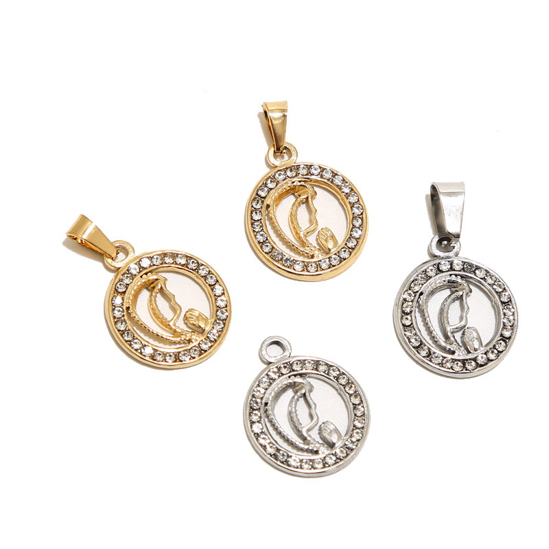 5 komada pozlaćenih kristalno popločanih nehrđajućih čelika Marina Djevice Marije Guadalupe šarm privjesci za DIY izradu ženskih ogrlica