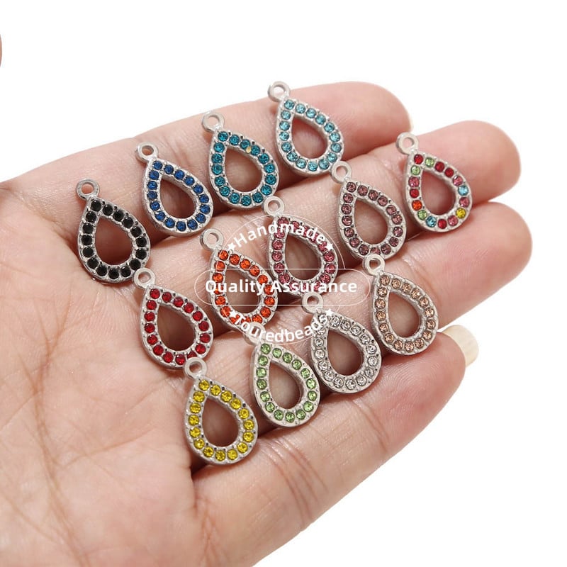 5db rozsdamentes acél arany könnycsepp medálok 18x12mm strassz vízcsepp varázslatok Fülbevaló nyaklánc készítéséhez
