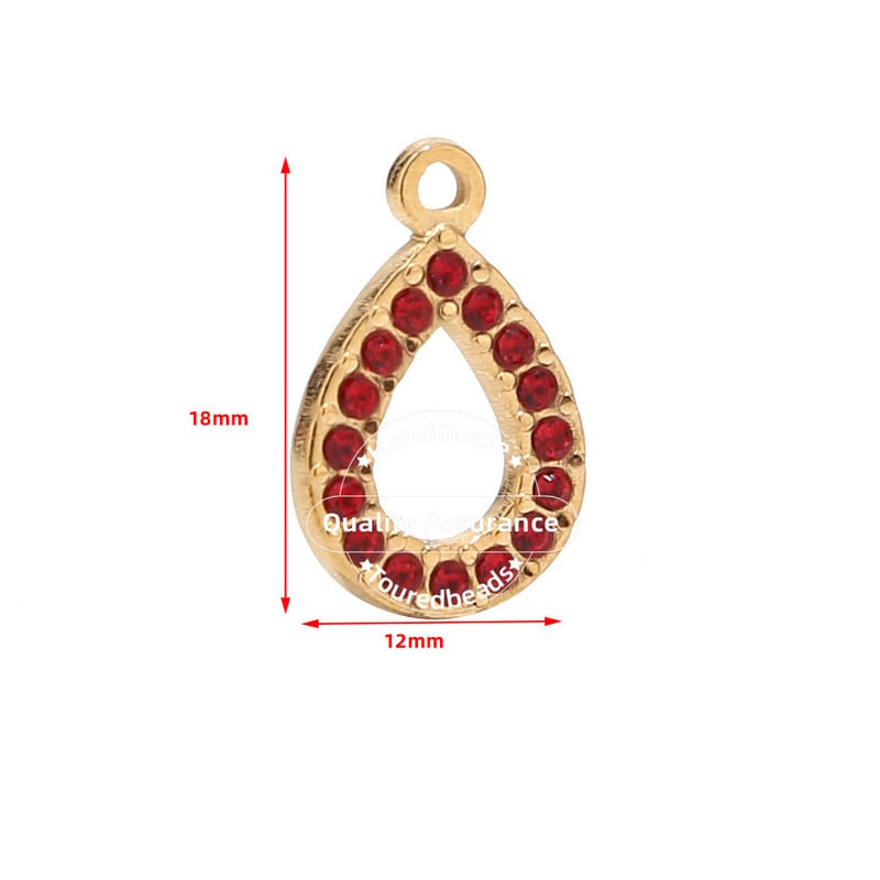 5db rozsdamentes acél arany könnycsepp medálok 18x12mm strassz vízcsepp varázslatok Fülbevaló nyaklánc készítéséhez