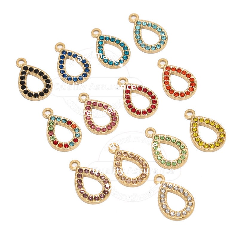 5db rozsdamentes acél arany könnycsepp medálok 18x12mm strassz vízcsepp varázslatok Fülbevaló nyaklánc készítéséhez