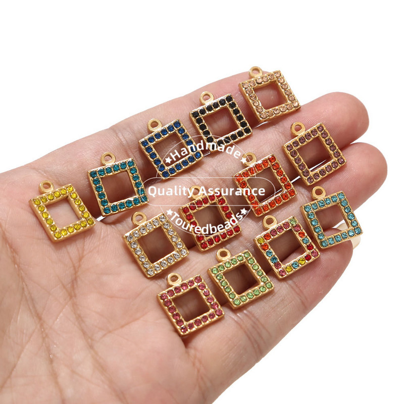 5 bucăți pandantive din oțel inoxidabil cu piatră de naștere pentru fabricarea de bijuterii, brățări, colier, descoperiri de farmec pătrat