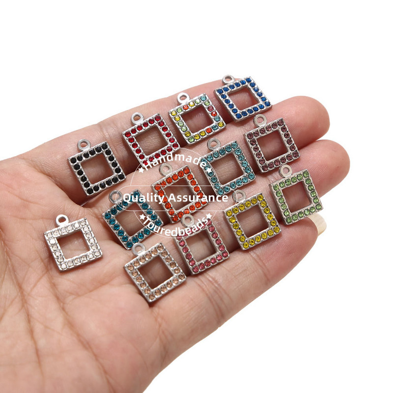 5 bucăți pandantive din oțel inoxidabil cu piatră de naștere pentru fabricarea de bijuterii, brățări, colier, descoperiri de farmec pătrat