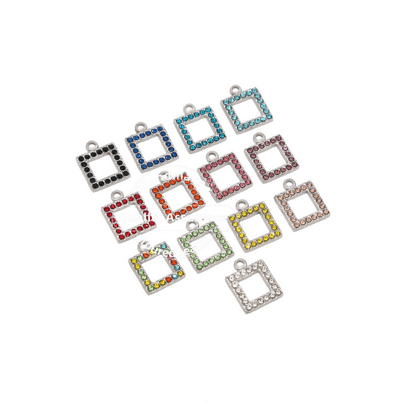 5 bucăți pandantive din oțel inoxidabil cu piatră de naștere pentru fabricarea de bijuterii, brățări, colier, descoperiri de farmec pătrat