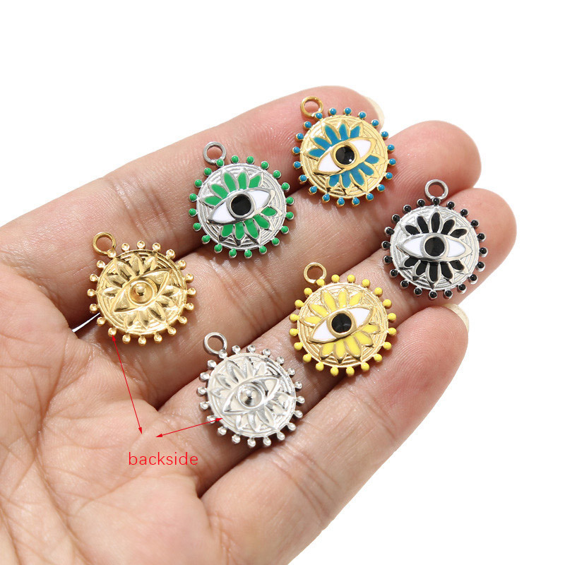 5 komada emajliranih privjesaka od nehrđajućeg čelika za sunčanje, zlatne pureće oči, privjesci za izradu nakita DIY rukotvorine, veleprodaja