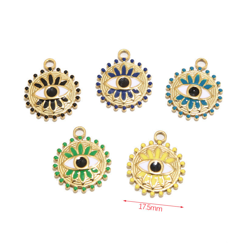 5 komada emajliranih privjesaka od nehrđajućeg čelika za sunčanje, zlatne pureće oči, privjesci za izradu nakita DIY rukotvorine, veleprodaja