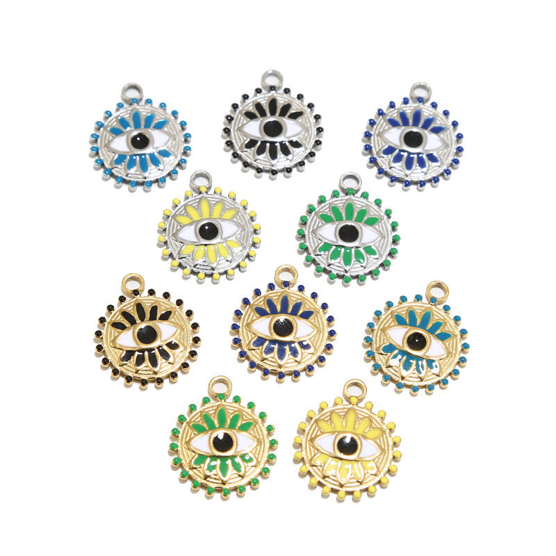 5 komada emajliranih privjesaka od nehrđajućeg čelika za sunčanje, zlatne pureće oči, privjesci za izradu nakita DIY rukotvorine, veleprodaja