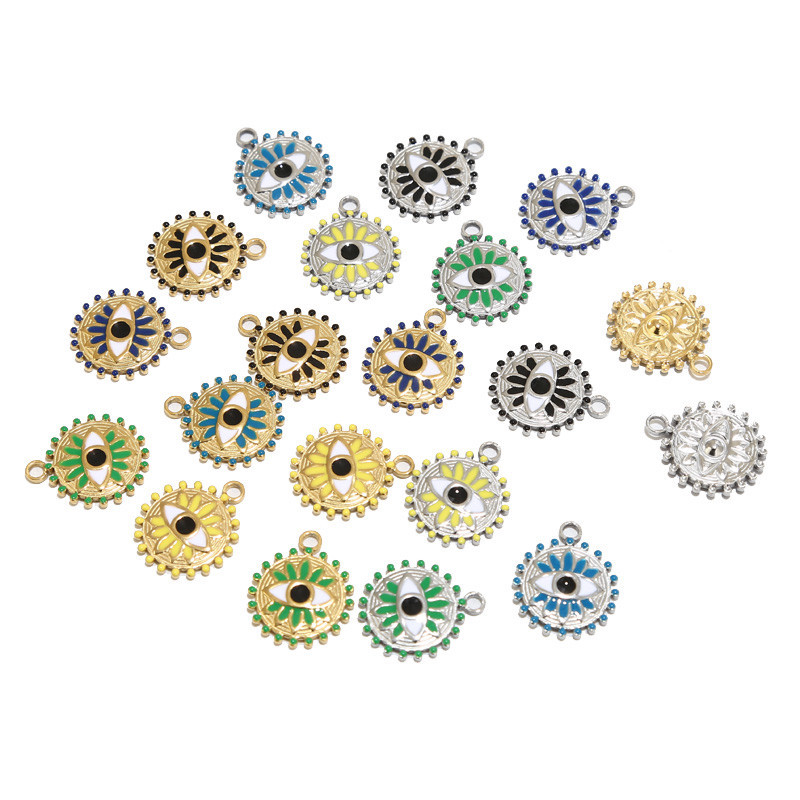 5 komada emajliranih privjesaka od nehrđajućeg čelika za sunčanje, zlatne pureće oči, privjesci za izradu nakita DIY rukotvorine, veleprodaja