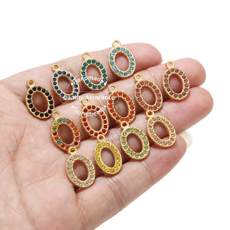 5 komada kristalnih ovalnih perli od nehrđajućeg čelika, privjesci, privjesci s dijamantima Nakit za djevojčice, žene, uradi sam ogrlica