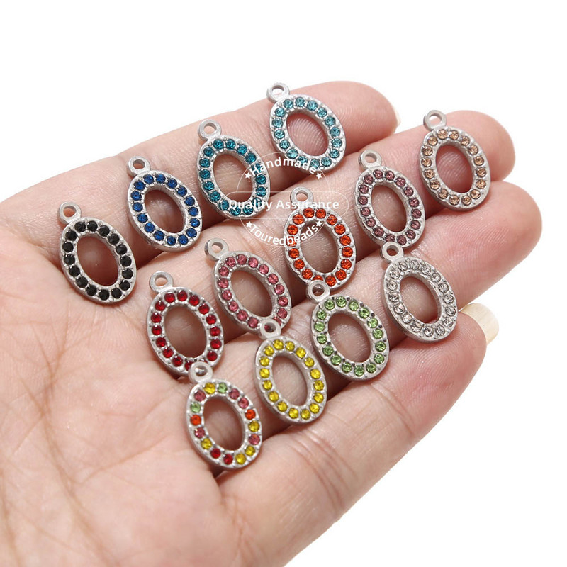 5 komada kristalnih ovalnih perli od nehrđajućeg čelika, privjesci, privjesci s dijamantima Nakit za djevojčice, žene, uradi sam ogrlica