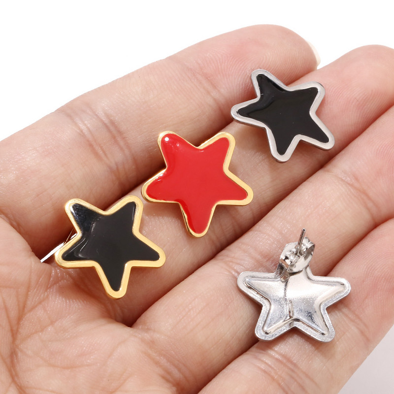 20 komada pozlaćenih zvjezdastih kukica za uši od nehrđajućeg čelika 18 mm emajlirane jednostavne komponente stupića za naušnice s petljom