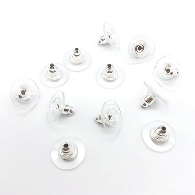 50db/tétel Rozsdamentes acél hipoallergén 11x6mm-es golyós szilikon fülbevaló hátsó dugós fül anya barkács ékszerkészítési alkatrészekhez