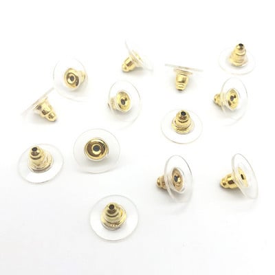 50db/tétel Rozsdamentes acél hipoallergén 11x6mm-es golyós szilikon fülbevaló hátsó dugós fül anya barkács ékszerkészítési alkatrészekhez