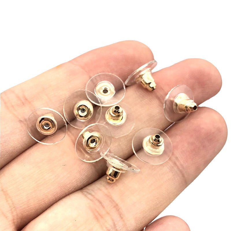 50db/tétel Rozsdamentes acél hipoallergén 11x6mm-es golyós szilikon fülbevaló hátsó dugós fül anya barkács ékszerkészítési alkatrészekhez