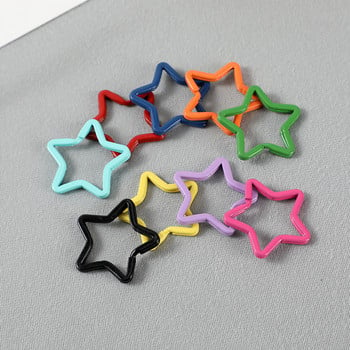 10 бр. 35 мм цветно рисувана звезда във формата на празен разделен държач за ключодържател Подходящ за унисекс Направи си сам ключодържател Ключодържател Изработка на бижута Занаяти