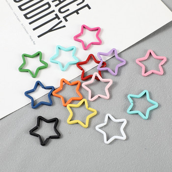 10 бр. 35 мм цветно рисувана звезда във формата на празен разделен държач за ключодържател Подходящ за унисекс Направи си сам ключодържател Ключодържател Изработка на бижута Занаяти
