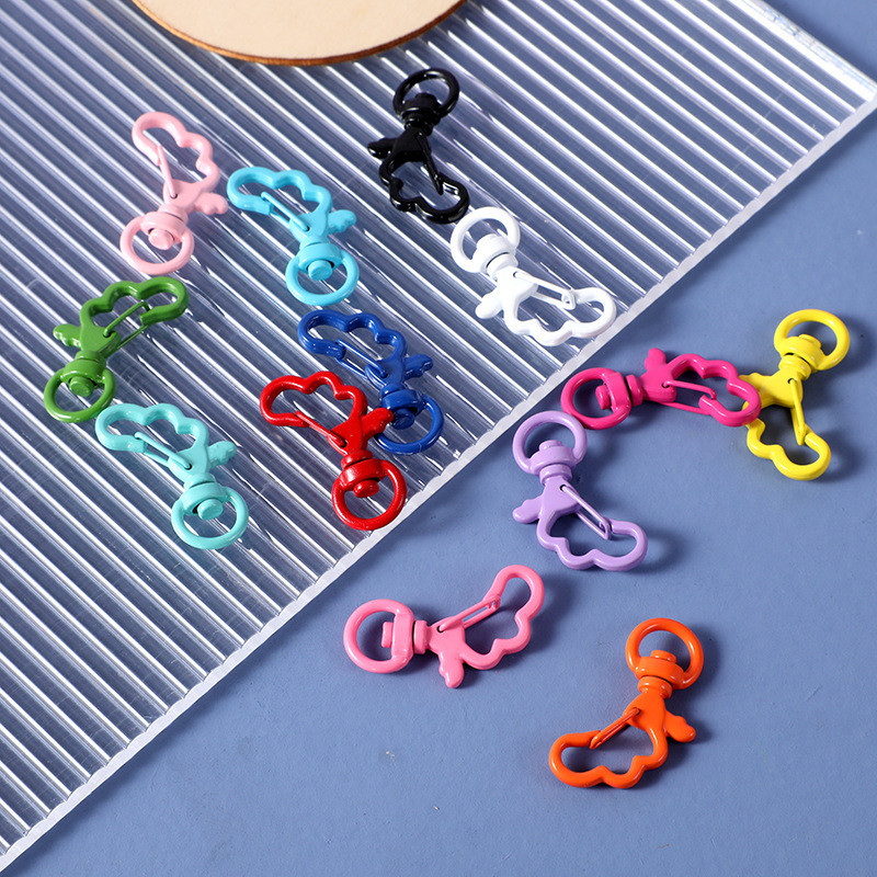 10 komada metalno obojenih šarenih 34x21 mm rotirajućih jastoga s kopčom u obliku oblaka s kukom za privjeske za ključeve za DIY obrte za izradu nakita