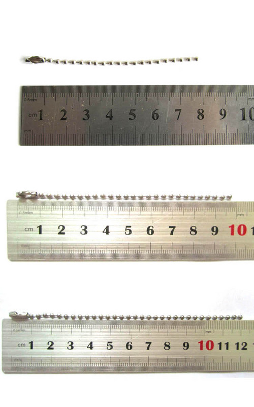 50 kom/lot 10 12 15 20 CM dužine 2,4 mm lančići s kuglastim perlama Odgovara privjesku za ključeve/privjesku za ključeve/lutkama/naljepnici Priključak za oznake za ruke DIY izrada nakita