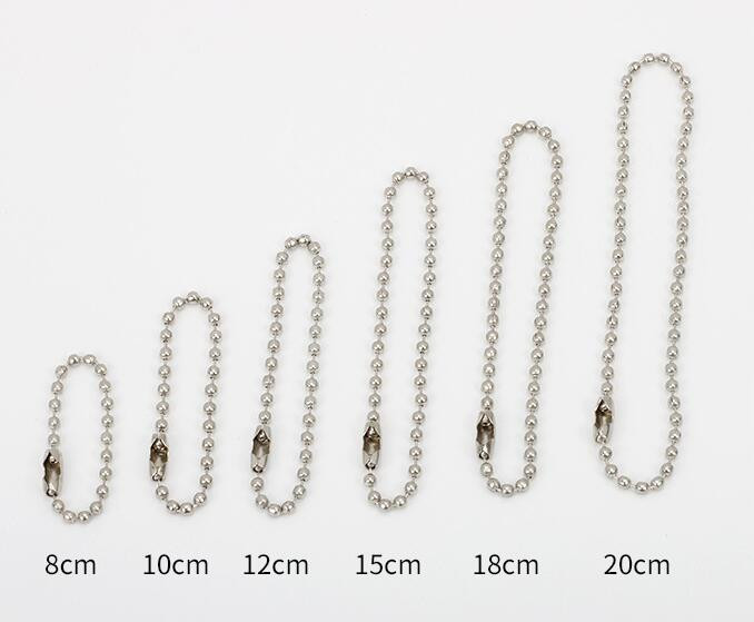 50 kom/lot 10 12 15 20 CM dužine 2,4 mm lančići s kuglastim perlama Odgovara privjesku za ključeve/privjesku za ključeve/lutkama/naljepnici Priključak za oznake za ruke DIY izrada nakita
