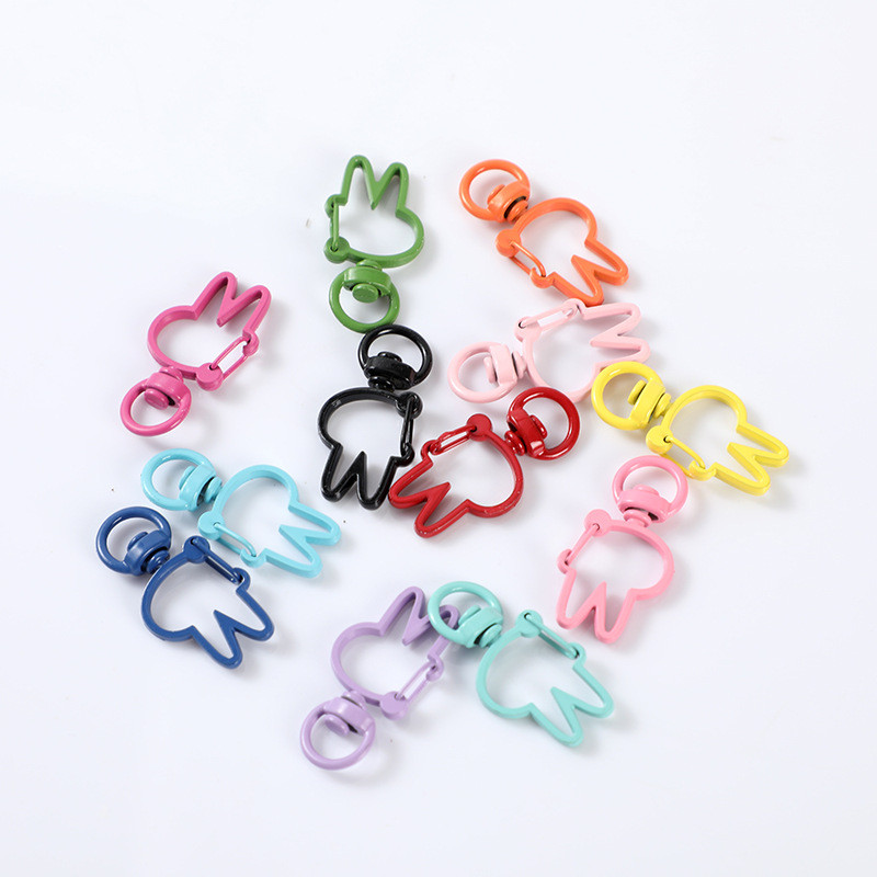 10 komada metalno obojenih šarenih 36x18 mm lijepih zečeva, rotirajućih jastoga s kopčom, konektora za privjesak za ključeve za izradu nakita za DIY privjesak