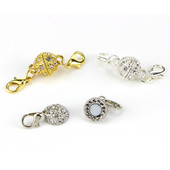 5 kompleta vještačkih kamenčića popločanih metala 8 10 mm okrugle kuglice s jakim magnetnim kopčama, konektorom s jastogom za DIY izradu nakita za narukvice