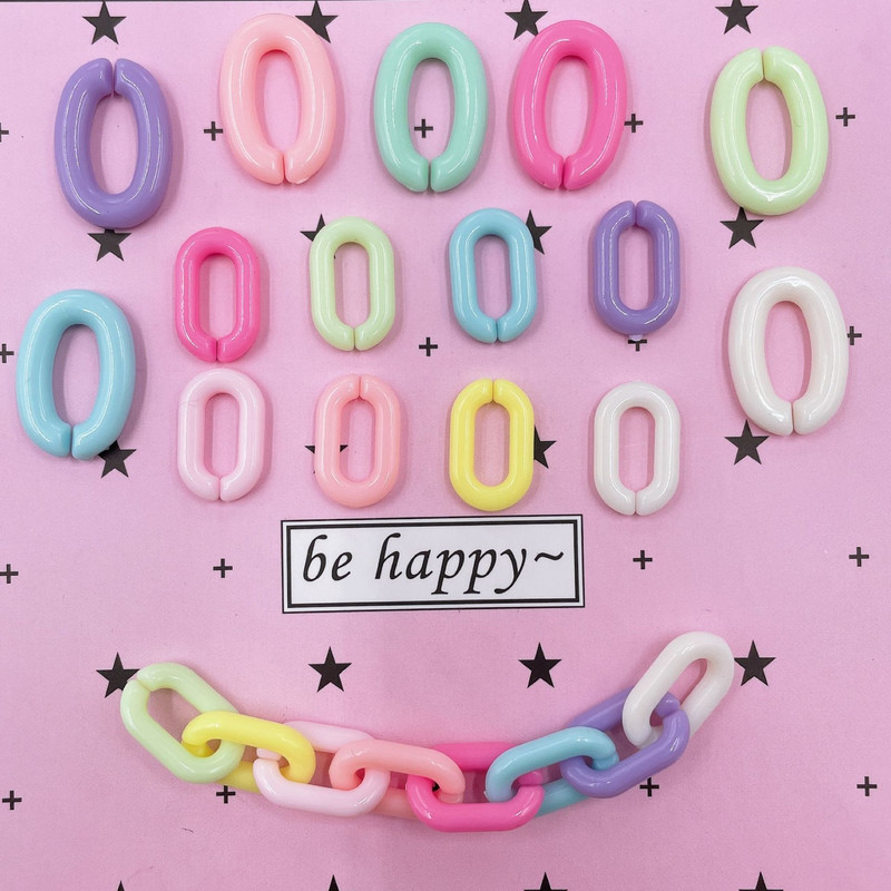 100 vnt / siunta 14,5 * 9 mm 18 * 12 mm spalvinga plastikinė atviros grandies grandinės U formos atvira šokinėjimo žiedo jungtis, skirta „pasidaryk pats“ papuošalams rasti