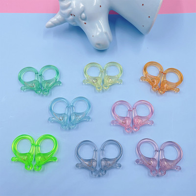 30 vnt. / partijoje 15x25 mm saldainių spalvos permatomos plastikinės užsegimo kabliukų galo jungtis, skirta „pasidaryk pats“ apyrankių karolių papuošalų priedams