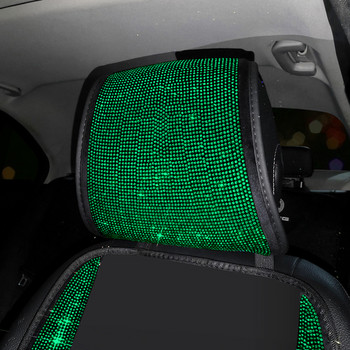 Комплект калъфи за автомобилни седалки Bling Универсален комплект Универсална подложка за глава на кола Момичета Диамант Авто интериор Възглавница за седалка Аксесоари Жени