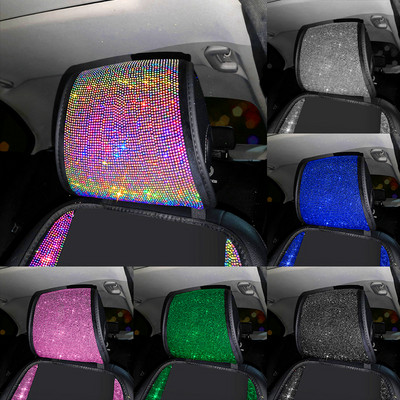 Bling καλύμματα καθισμάτων αυτοκινήτου Σετ Universal Fit Universal Car Head Pad Girls Diamond Auto Εσωτερικό μαξιλάρι καθισμάτων Γυναικεία