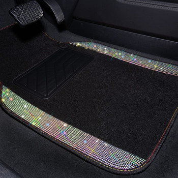 Автомобилни подложки Carpet Bling Crystal Diamond Sparkly Anti-Slip PVC Pad Automotive Universal For SUV Sedan Van 4pcs Girl Women