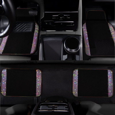 Πατάκια αυτοκινήτου Carpet Bling Crystal Diamond Sparkly Anti-slip PVC Pad Automotive Universal For SUV Sedan Van 4τμχ Girl Women
