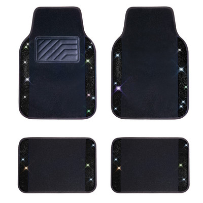 Automobilių grindų kilimėliai Kilimas Bling Crystal Diamond Sparkly Neslystantis PVC Pad Automotive Universal SUV Sedan Van 4vnt Girl Women