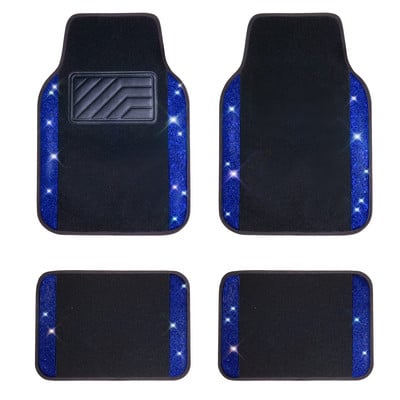 Automobilių grindų kilimėliai Kilimas Bling Crystal Diamond Sparkly Neslystantis PVC Pad Automotive Universal SUV Sedan Van 4vnt Girl Women
