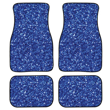 Печат със синя блестяща текстура Всички защитни подложки за автомобили Тежки килими отпред и отзад Пълен комплект от 4 бр. Опаковка за автомобил SUV
