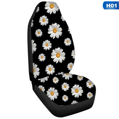 Univerzális Fit autósüléshuzatok Daisy Print Tartós magas háttámla huzatkészlet Első ülésvédő a legtöbb autóhoz