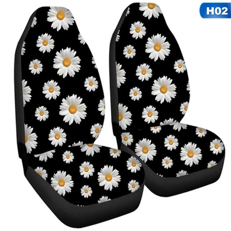 Univerzális Fit autósüléshuzatok Daisy Print Tartós magas háttámla huzatkészlet Első ülésvédő a legtöbb autóhoz