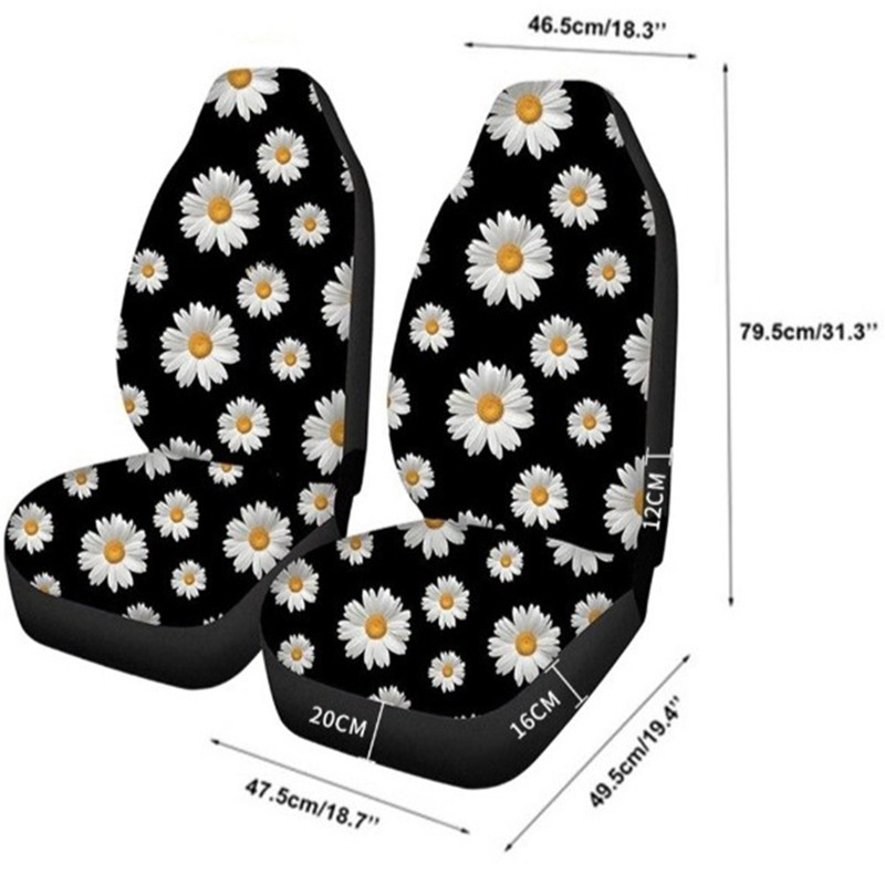 Univerzális Fit autósüléshuzatok Daisy Print Tartós magas háttámla huzatkészlet Első ülésvédő a legtöbb autóhoz