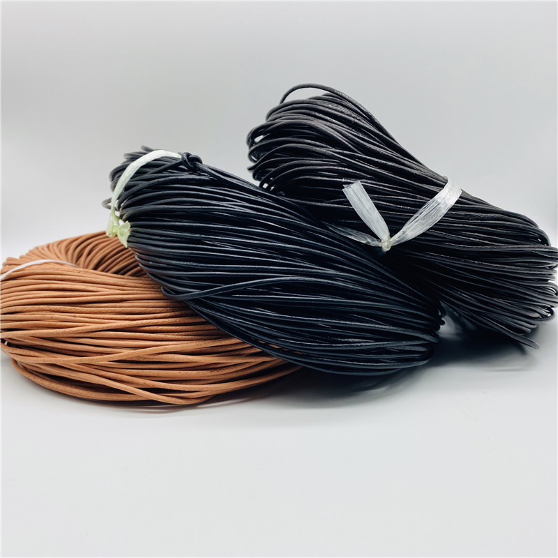 1/1,5/2/2,5/3 mm 5 jardų tikros karvės odos apvalios juostelės „pasidaryk pats“ Shamballa apyrankės išvados Virvelės, skirtos papuošalams gaminti