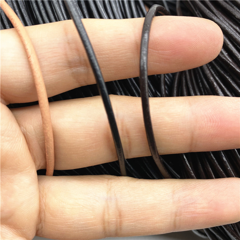 1/1,5/2/2,5/3 mm 5 jardų tikros karvės odos apvalios juostelės „pasidaryk pats“ Shamballa apyrankės išvados Virvelės, skirtos papuošalams gaminti