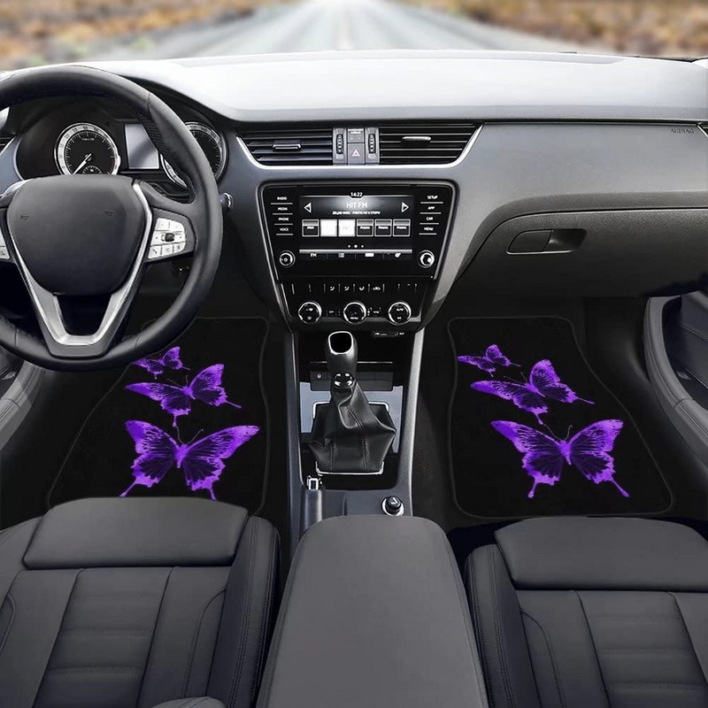 Potpuni set od 4 komada Automobilske patosnice Leptirići gumene podloge Automobilske tepisi Prednje stražnje deke, univerzalne za limuzinu