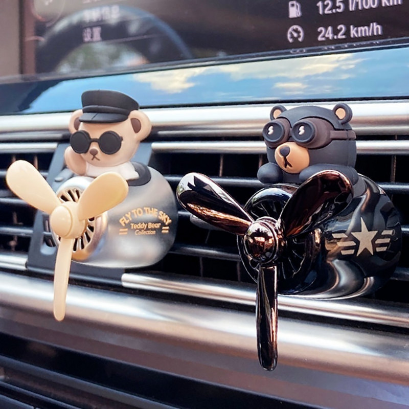 Automobilių oro gaiviklis Teddy Bear Pilot besisukantis propeleris išleidimo anga Kvapas salonas Kvepalai difuziniai automobilių priedai Oro gaivikliai