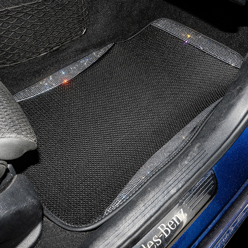 Nauji deimantiniai automobiliniai kilimėliai Bling kalnų krištolinio akmens grindų kilimas universaliai tinka auto salonui, vandeniui atsparūs automobilių priedai moterims, skirtoms vežti