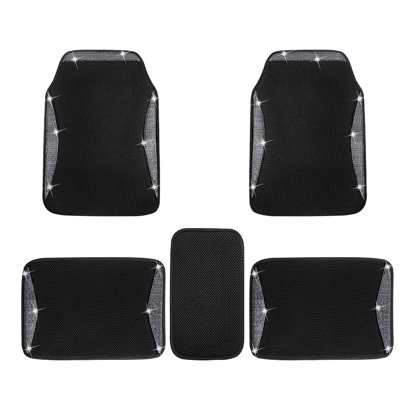 Nauji deimantiniai automobiliniai kilimėliai Bling kalnų krištolinio akmens grindų kilimas universaliai tinka auto salonui, vandeniui atsparūs automobilių priedai moterims, skirtoms vežti