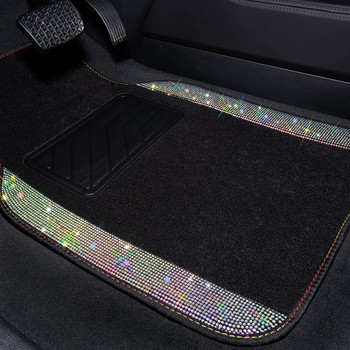 Διαμαντένια πατάκια αυτοκινήτου Αντιολισθητικά Glitter Bling Rhinestones Σετ χαλιών Universal Auto Poot Foot covers Αξεσουάρ αυτοκινήτου για κορίτσια