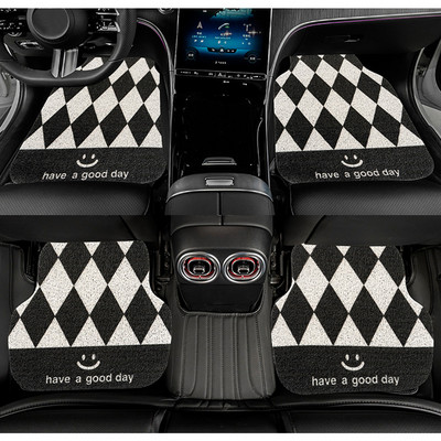 Új autós padlószőnyeg szett Univerzális rombusz drótszőnyegek autóvédő alátét Kreatív autós lábszőnyeg szőnyegek KIA-hoz