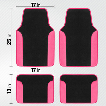 Нови розови автомобилни подложки Универсални кожени автомобилни подложки за крака Килим - двуцветни изкуствени стилни подови подложки Аксесоари за интериора