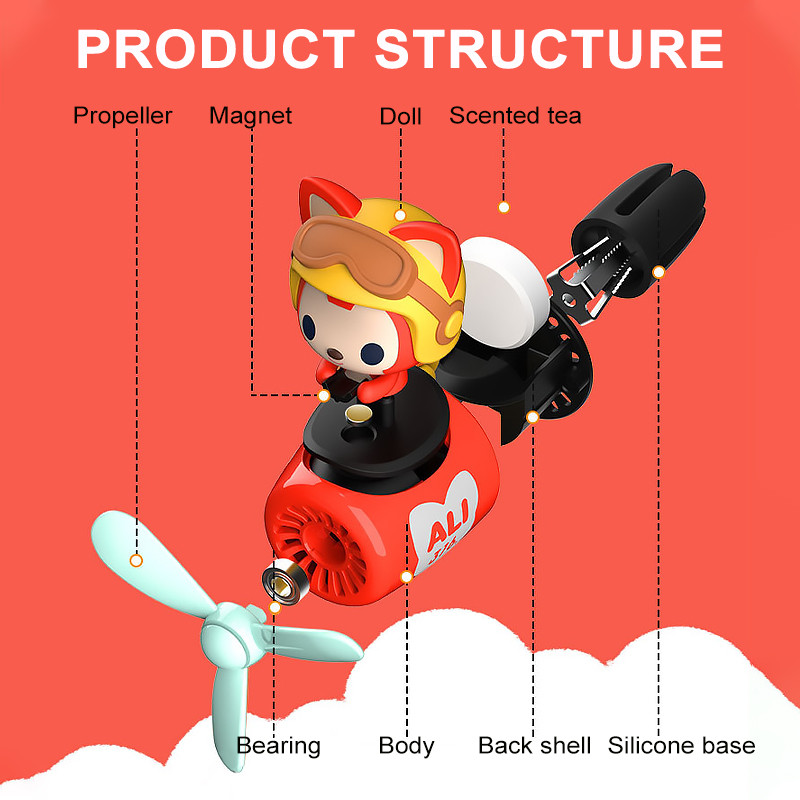 72KM Osvježivač zraka za automobil Ali The Fox Auto oprema Interijer ParfemPilot Rotirajući propeler Izlaz Miris Magnetski dizajn