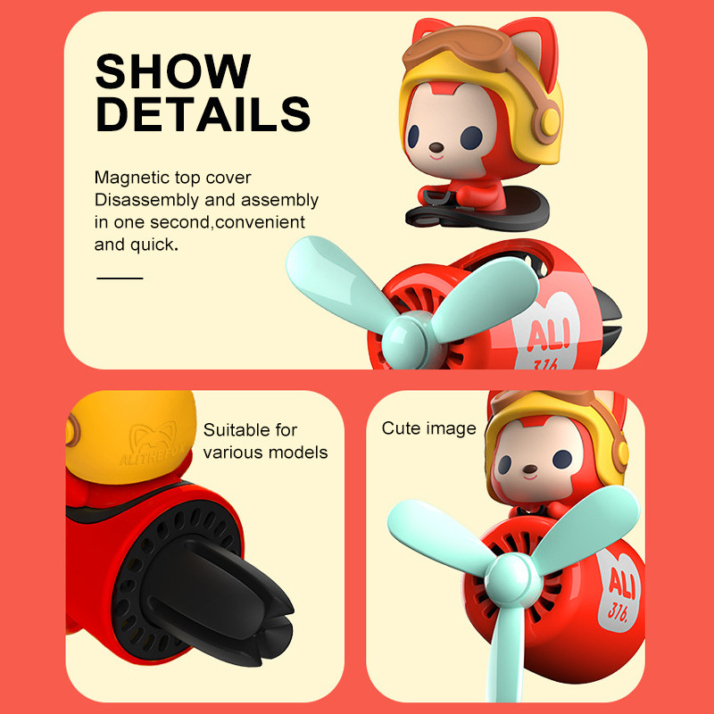 72KM Osvježivač zraka za automobil Ali The Fox Auto oprema Interijer ParfemPilot Rotirajući propeler Izlaz Miris Magnetski dizajn