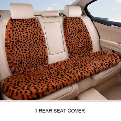 Téli meleg autópárna vastagított utánzat nyúl szőrme autóülés huzat védő első hátsó leopárd mintás automatikus üléshuzat