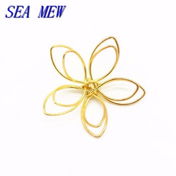 SEA MEW 20PCS 36mm Μεταλλικό Χρυσό/Ασημί Χρώμα Hollow Out Flowers Connectors Jewelry Findings for Jewelry Making