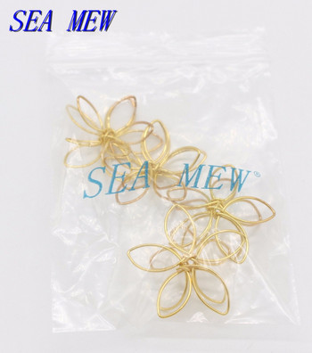 SEA MEW 20PCS 36mm Μεταλλικό Χρυσό/Ασημί Χρώμα Hollow Out Flowers Connectors Jewelry Findings for Jewelry Making
